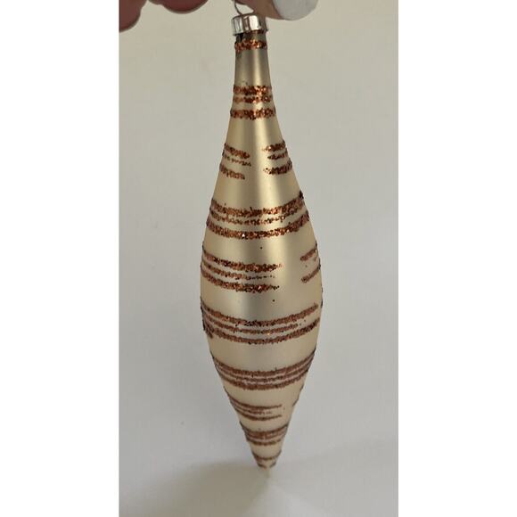 Set 6 Vintage Teardrop Blown‎ Glass Ornaments Glitter Old Worlde Christmas READ - Picture 3 of 11